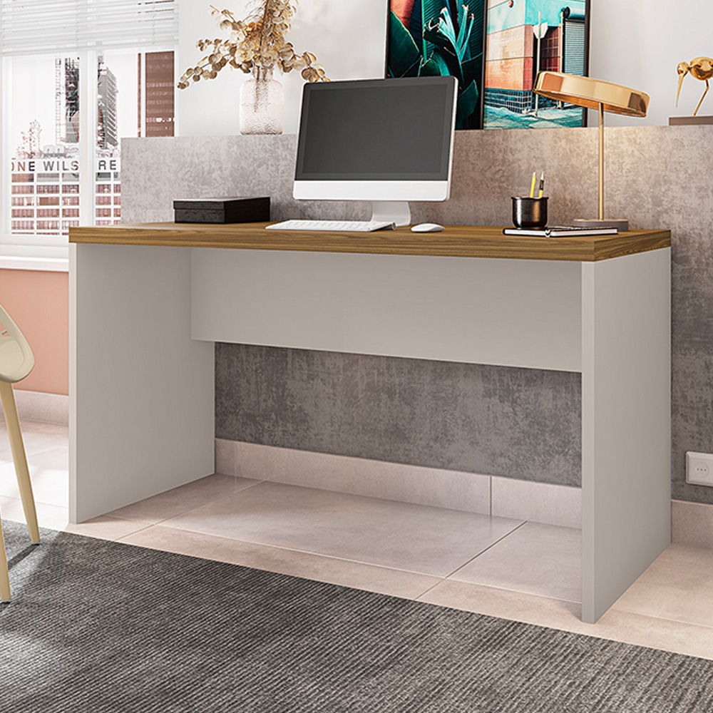 Mesa para Escritório Decorativa 1.3 Home Office Rocky MDP/BP Lamina Mel/OffWhite G11 - Gran Belo