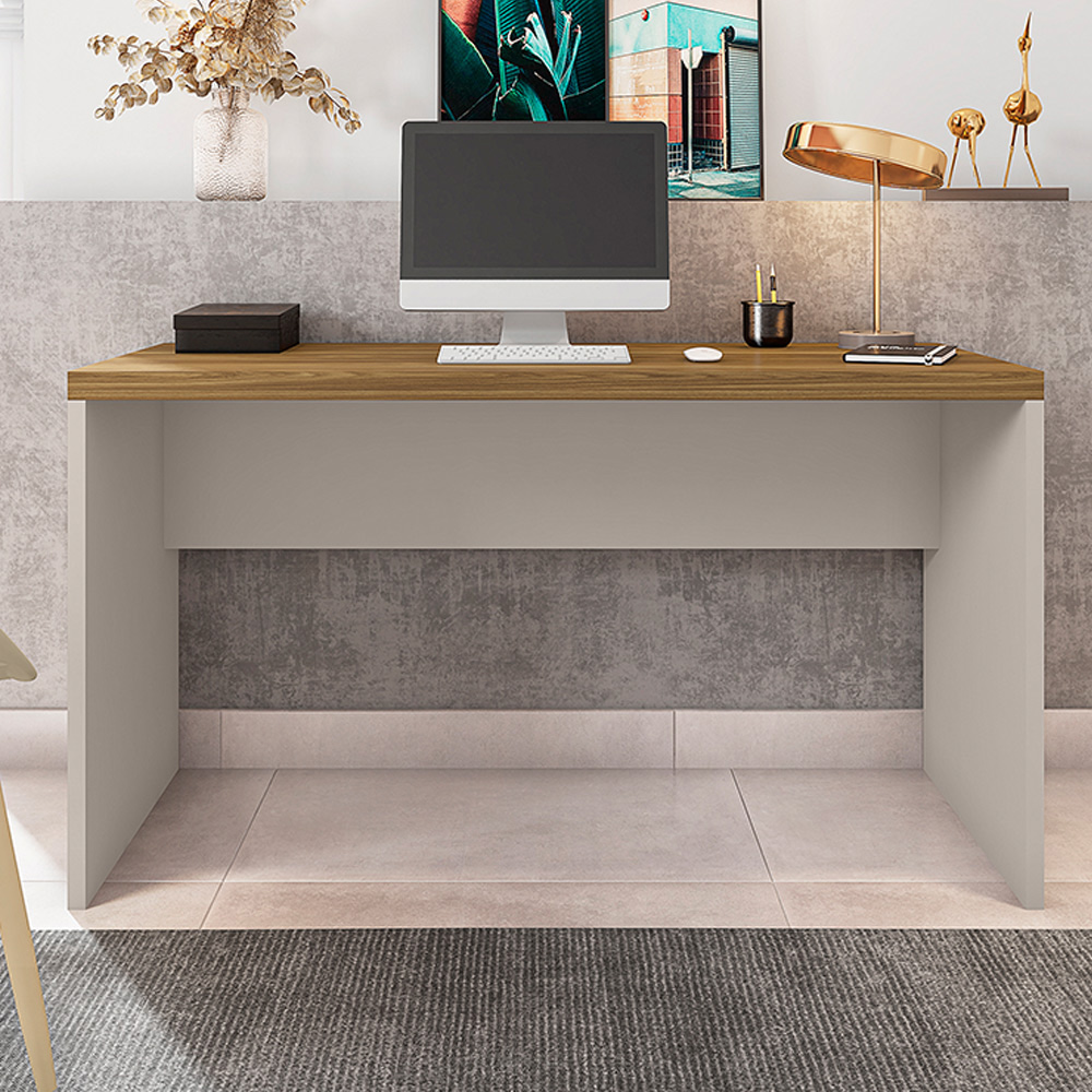 Mesa para Escritório Decorativa 1.3 Home Office Rocky MDP/BP Lamina Mel/OffWhite G11 - Gran Belo
