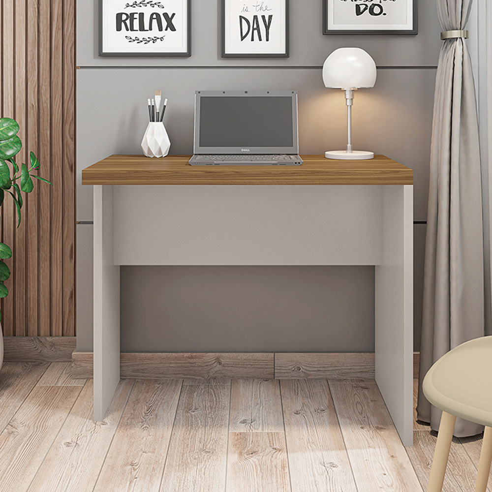 Mesa para Escritório Decorativa 90cm Home Office Rocky MDP/BP Lamina Mel/OffWhite G11 - Gran Belo