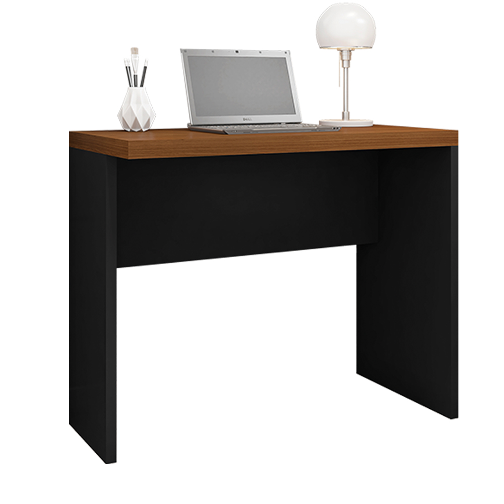 Mesa para Escritório Decorativa 90cm Home Office Rocky MDP/BP Nogueira/Preto G11 - Gran Belo