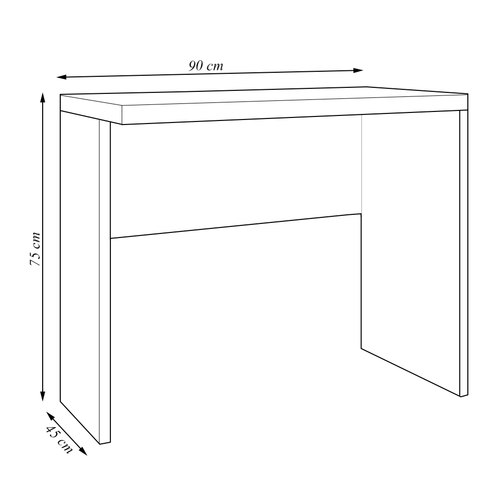 Mesa para Escritório Decorativa 90cm Home Office Rocky MDP/BP Nogueira/Preto G11 - Gran Belo