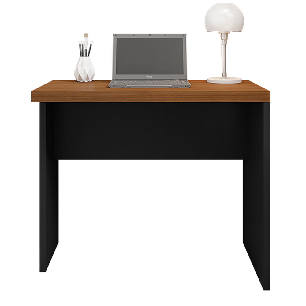 Mesa para Escritório Decorativa 90cm Home Office Rocky MDP/BP Nogueira/Preto G11 - Gran Belo
