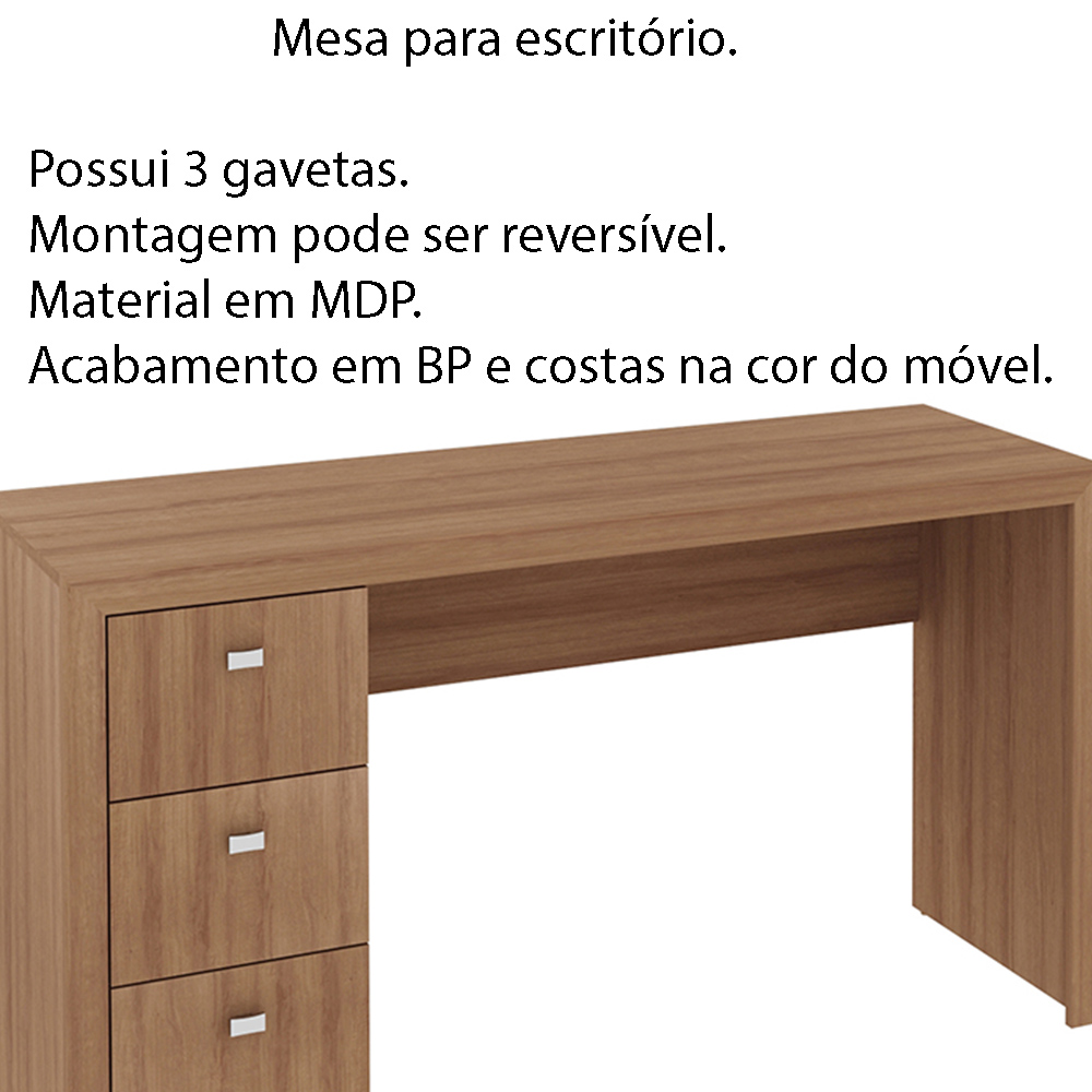 Mesa para Escritório Home Office ME4102 MDP Amendoa G69 - Gran Belo