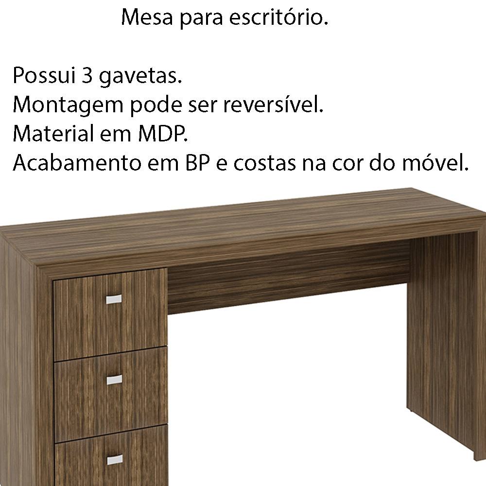 Mesa para Escritório Home Office ME4102 MDP Nogal G69 - Gran Belo