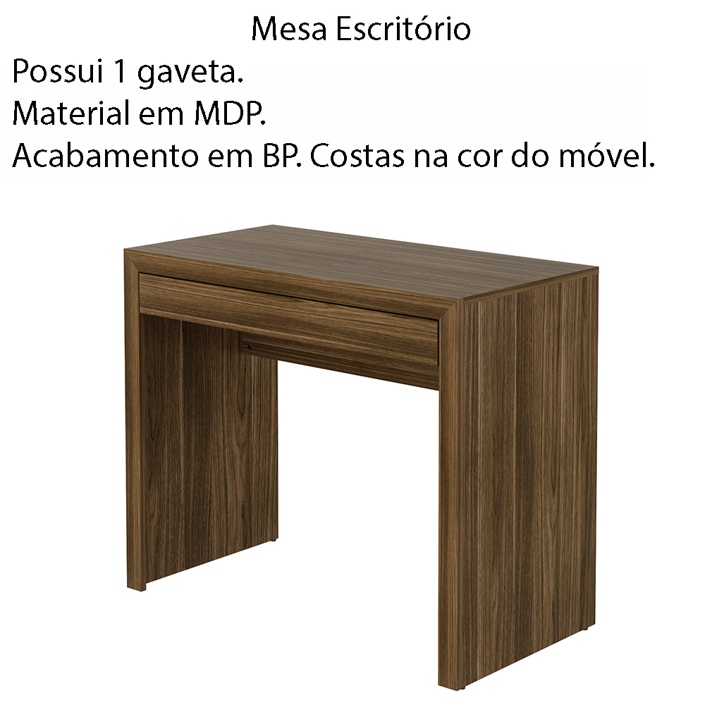 Mesa para Escritório Home Office ME4107 MDP Nogal G69 - Gran Belo