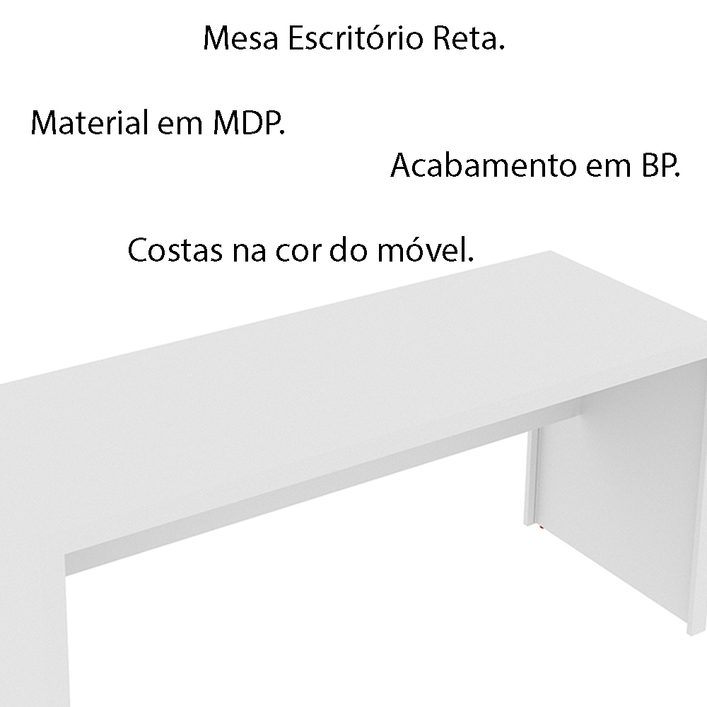 Mesa para Escritório Home Office ME4109 MDP Branco G69 - Gran Belo