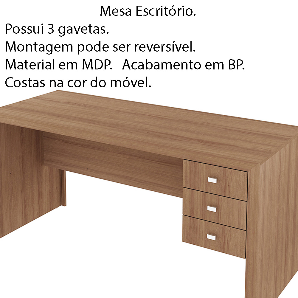 Mesa para Escritório Home Office ME4113 MDP Amendoa G69 - Gran Belo
