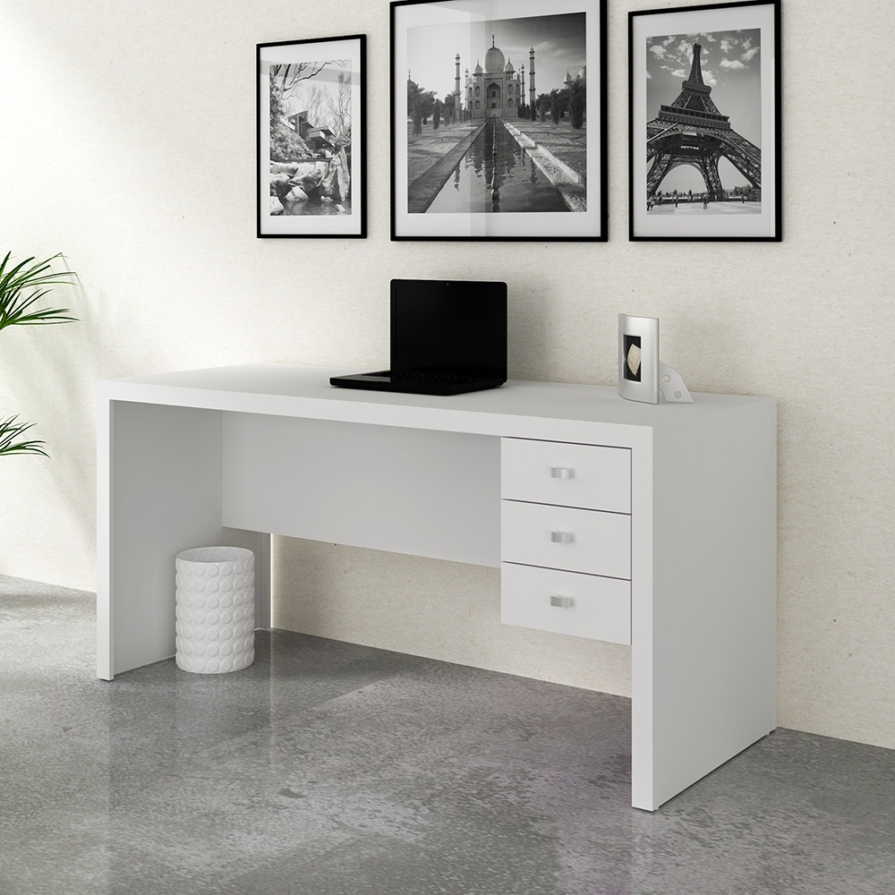 Mesa para Escritório Home Office ME4113 MDP Branco G69 - Gran Belo