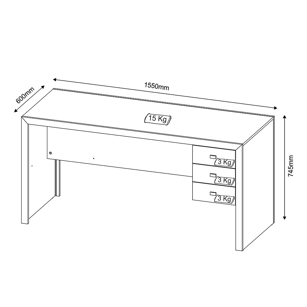 Mesa para Escritório Home Office ME4113 MDP Rustico G69 - Gran Belo