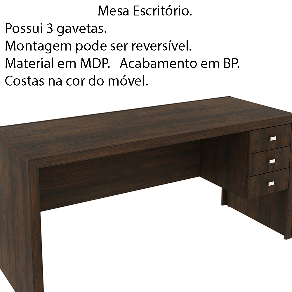 Mesa para Escritório Home Office ME4113 MDP Rustico G69 - Gran Belo