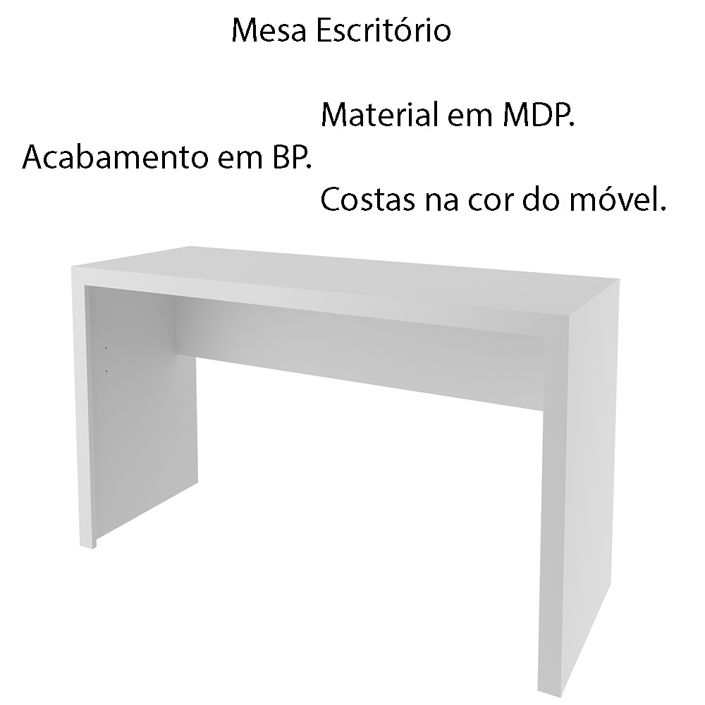 Mesa para Escritório Home Office ME4135 MDP Branco G69 - Gran Belo