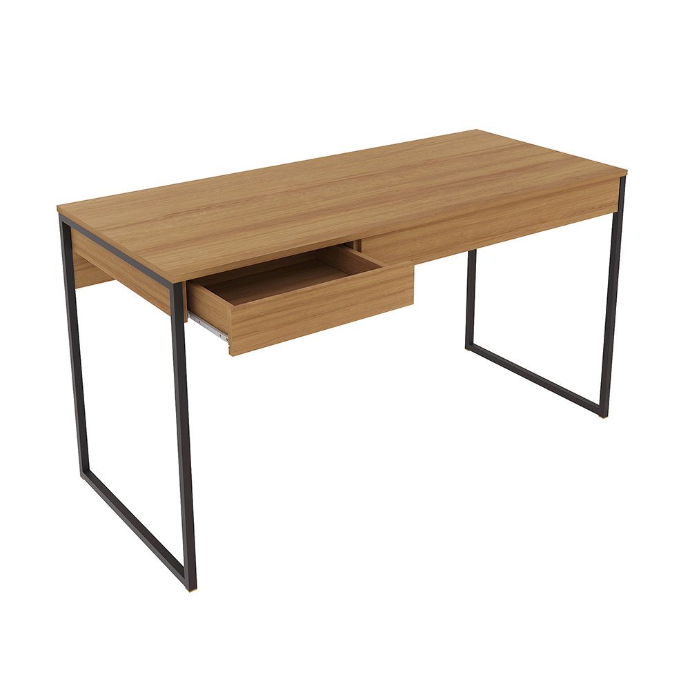 Mesa para Escritório Home Office ME4156 MDP Amendoa/Preto G69 - Gran Belo