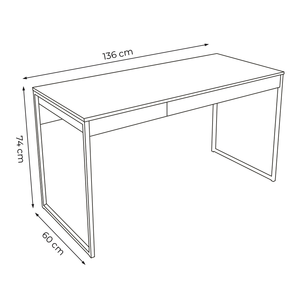 Mesa para Escritório Home Office ME4156 MDP Amendoa/Preto G69 - Gran Belo