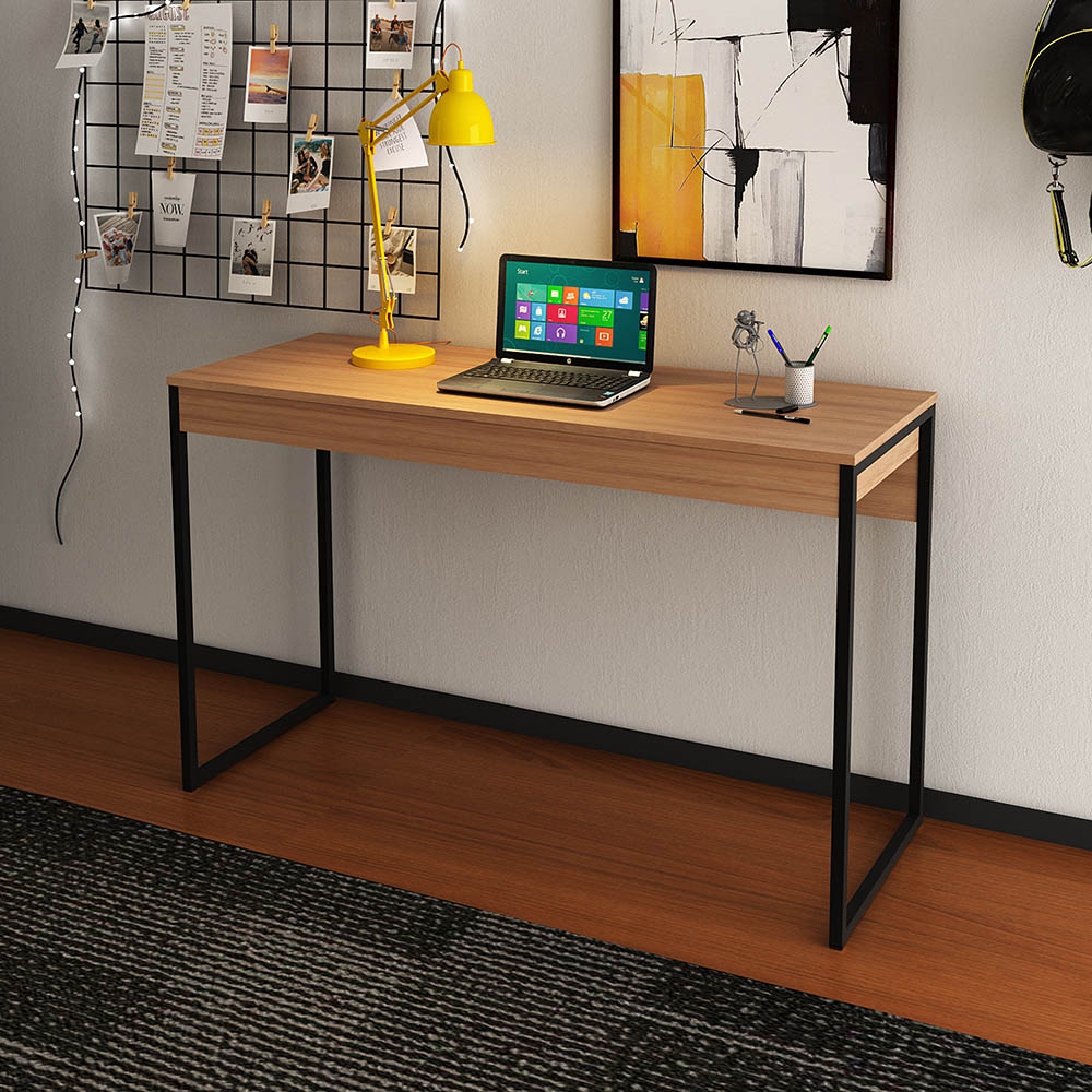 Mesa para Escritório Home Office ME4160 MDP Amendoa/Preto G69 - Gran Belo
