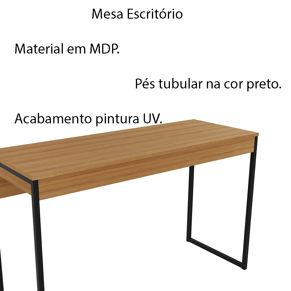 Mesa para Escritório Home Office ME4160 MDP Amendoa/Preto G69 - Gran Belo