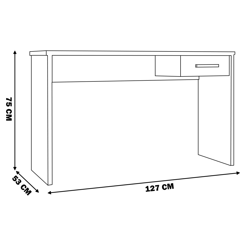 Mesa para Escritório Home Office com Gaveta Emma Preto Texturizado G47 - Gran Belo