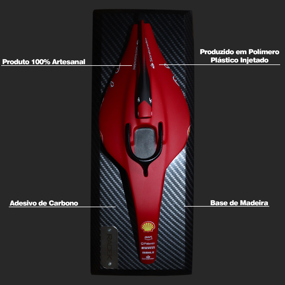 Miniatura 3D Quadro Decorativo 33cm x 12,5cm Carro F1 SF90 Vermelha G53 - Gran Belo