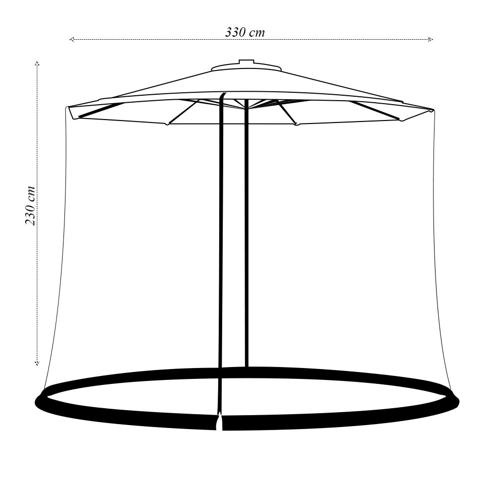 Ombrelone Externo Cobertura 330cm c/Mosquiteiro Estrutura em Aço c/Manivela Bege G31 - Gran Belo