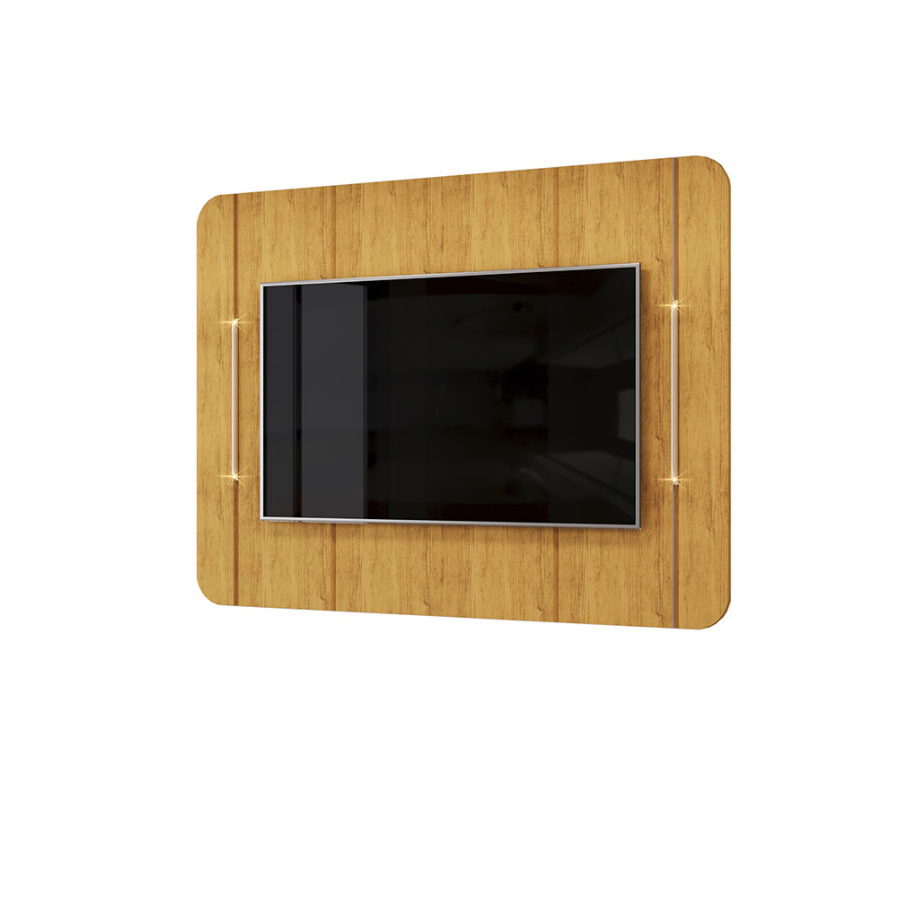 Painel Decorativo Deep TV até 65" Luminárias Douradas Cedro G18 - Gran Belo