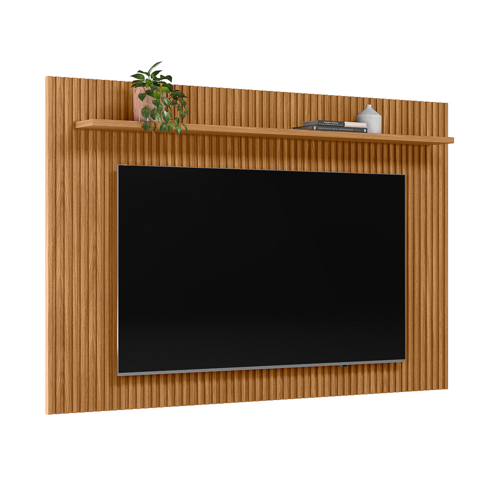 Painel Decorativo Grace 2.0 MDP e MDF TV até 70 Polegadas Ripado Prateleira Nature G77 - Gran Belo