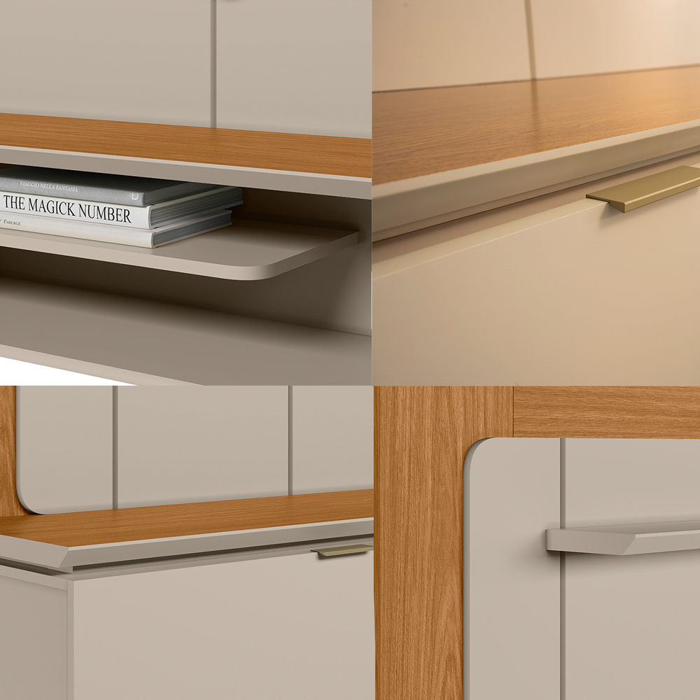 Painel Decorativo Lamar MDP TV até 65 Polegadas Prateleira  e Porta Nature/Off White G77 - Gran Belo