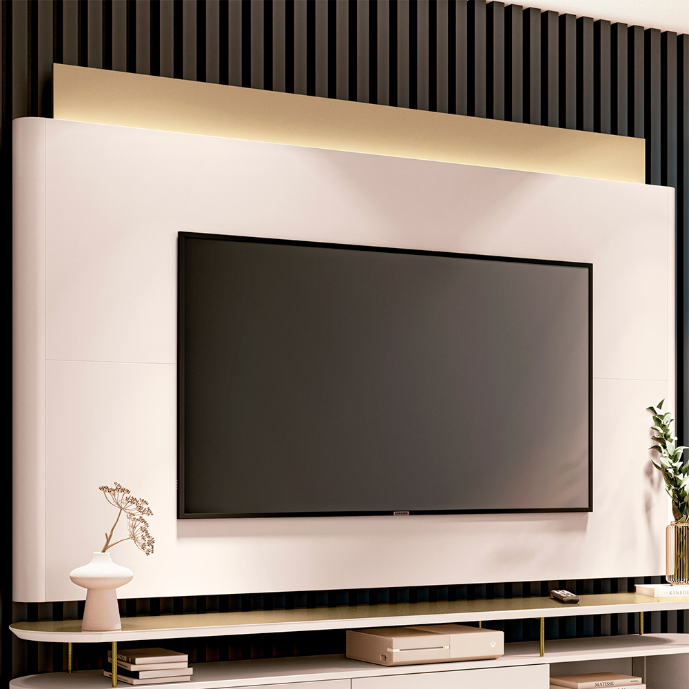 Painel Decorativo Majestade c/LED para TV até 85 Polegadas Off White/Champagne G26 - Gran Belo