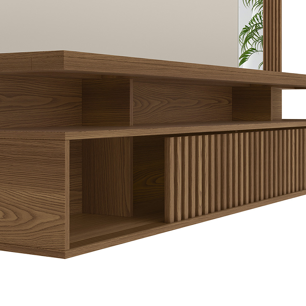 Painel Decorativo Otawa MDP/MDF Porta Ripada TV até 60 Polegadas Freijó/Off White G77 - Gran Belo