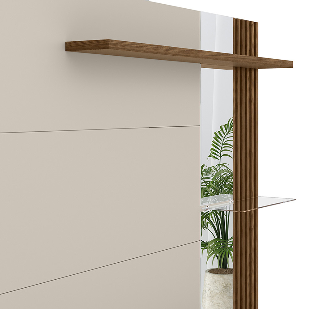 Painel Decorativo Otawa MDP/MDF Porta Ripada TV até 60 Polegadas Freijó/Off White G77 - Gran Belo