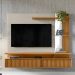 Painel Decorativo Otawa MDP/MDF Porta Ripada TV até 60 Polegadas Nature/Off White G77 - Gran Belo