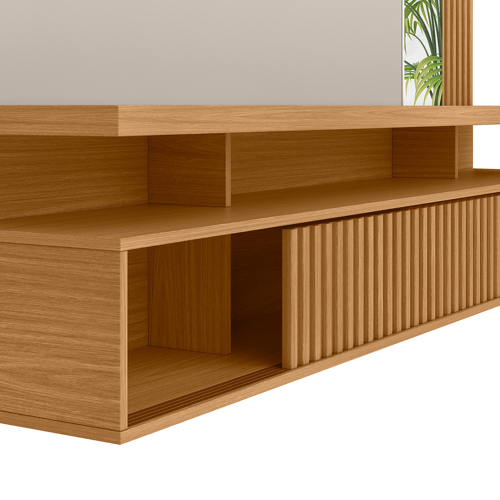 Painel Decorativo Otawa MDP/MDF Porta Ripada TV até 60 Polegadas Nature/Off White G77 - Gran Belo