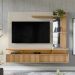 Painel Decorativo Otawa Porta Ripada TV até 60 Polegadas Carvalho/Off White G77 - Gran Belo
