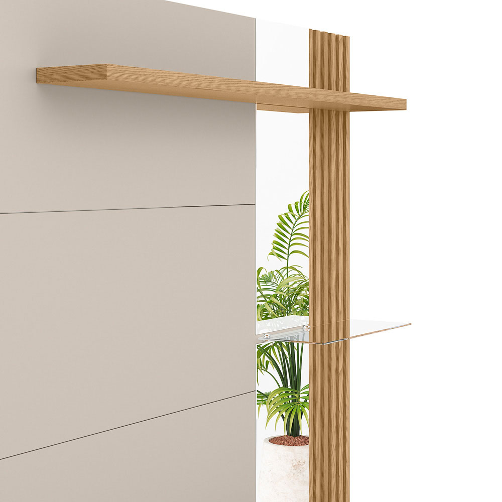 Painel Decorativo Otawa Porta Ripada TV até 60 Polegadas Carvalho/Off White G77 - Gran Belo