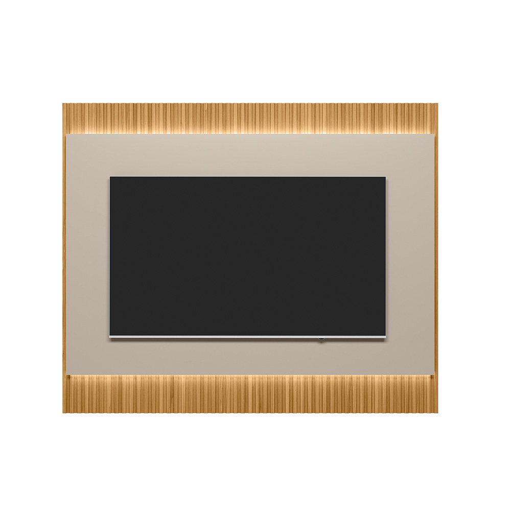 Painel Decorativo Singapura MDP/MDF TV até 70 Polegadas Ripado 1.8 Tauari/Off White G77 - Gran Belo