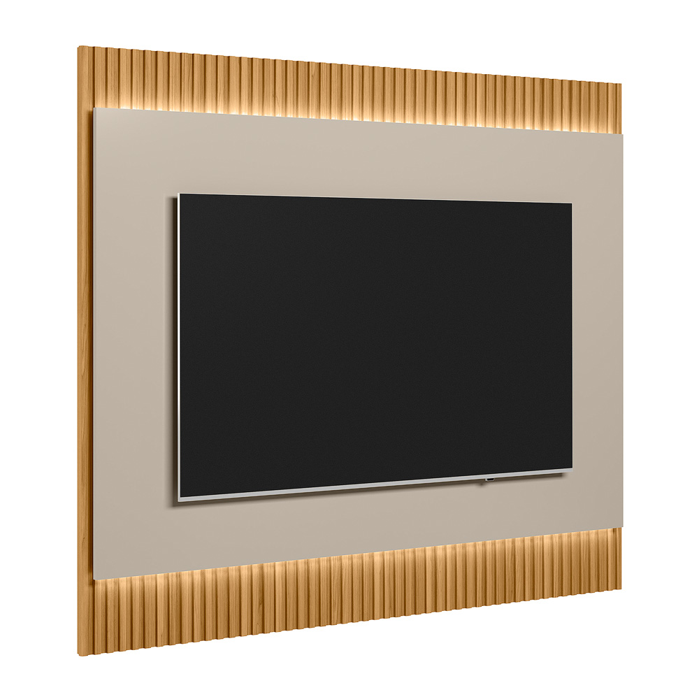 Painel Decorativo Singapura MDP/MDF TV até 70 Polegadas Ripado 1.8 Tauari/Off White G77 - Gran Belo