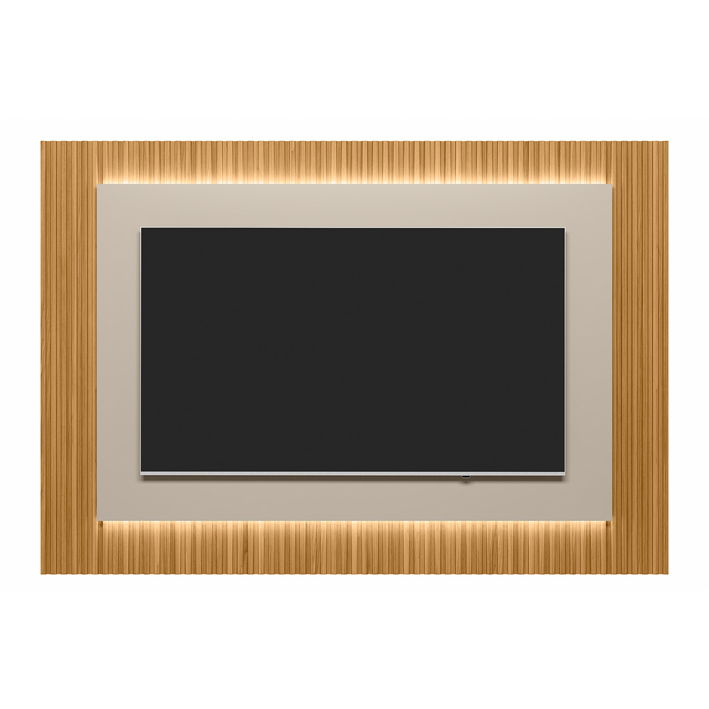 Painel Decorativo Singapura MDP/MDF TV até 70 Polegadas Ripado 2.2 Tauari/Off White G77 - Gran Belo