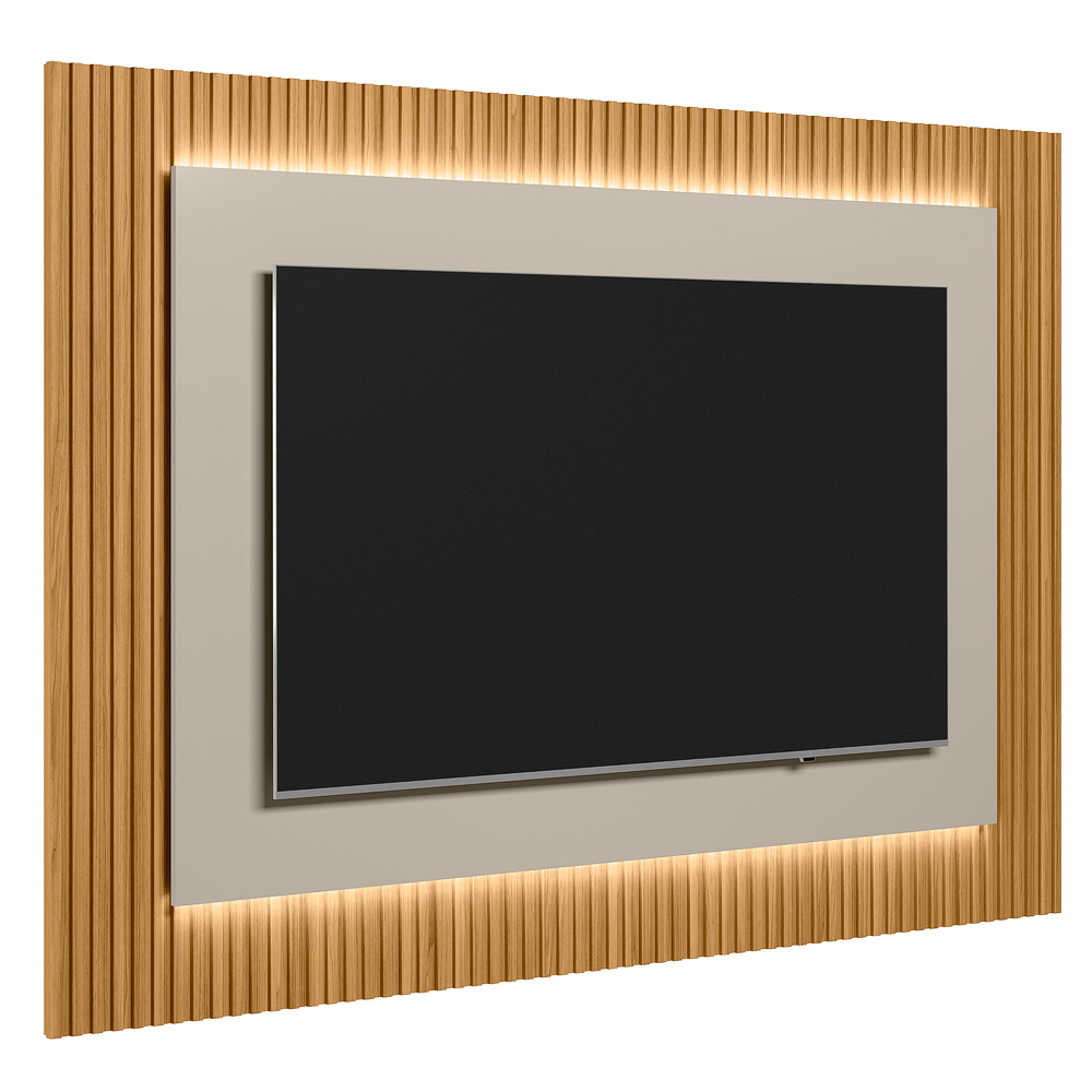 Painel Decorativo Singapura MDP/MDF TV até 70 Polegadas Ripado 2.2 Tauari/Off White G77 - Gran Belo