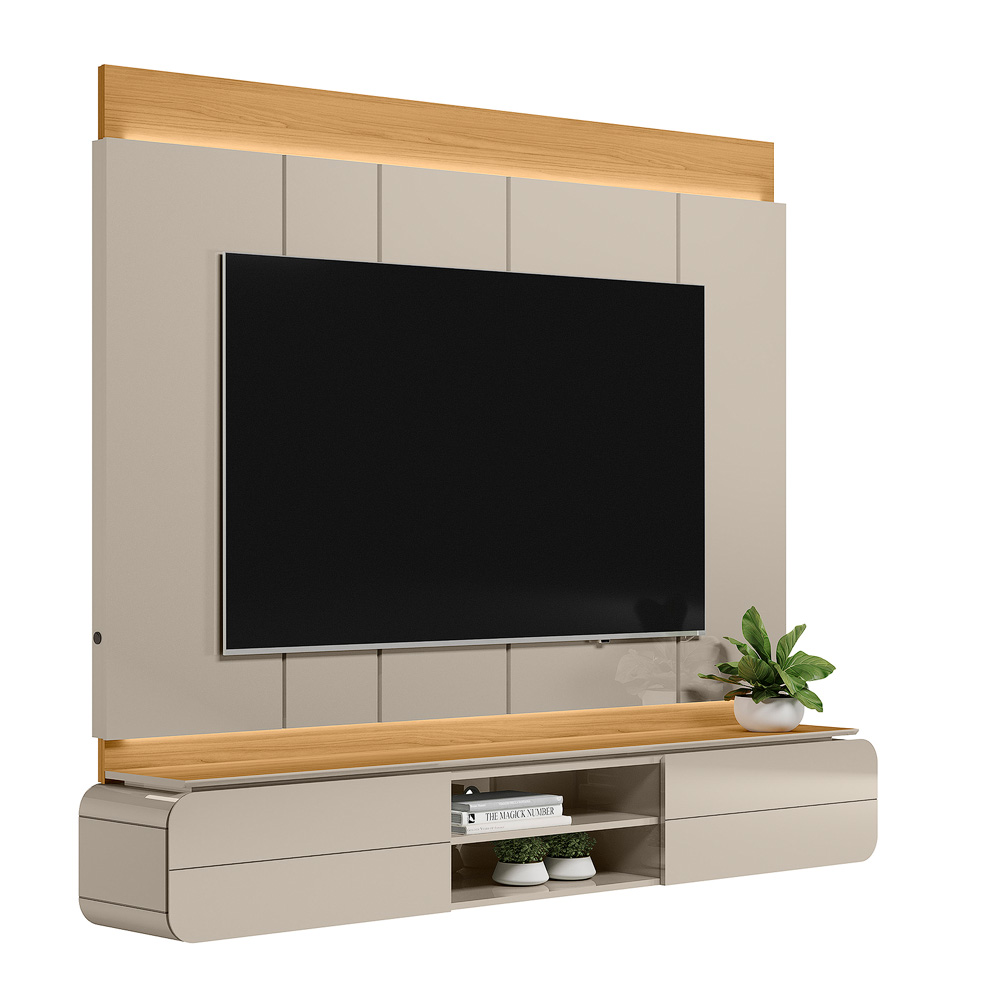 Painel Home Decorativo Zendaya MDP/MDF TV até 75 Polegadas Portas Tauari/Off White G77 - Gran Belo