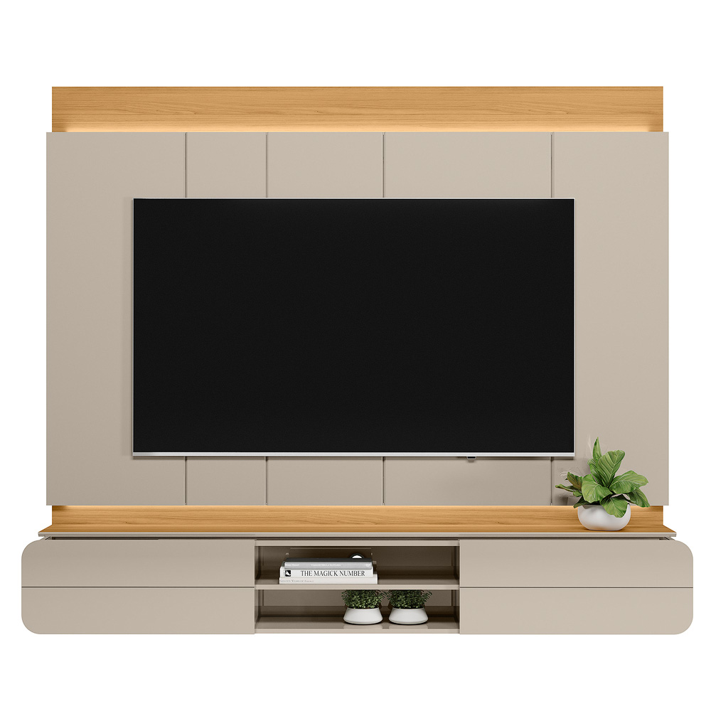 Painel Home Decorativo Zendaya MDP/MDF TV até 75 Polegadas Portas Tauari/Off White G77 - Gran Belo