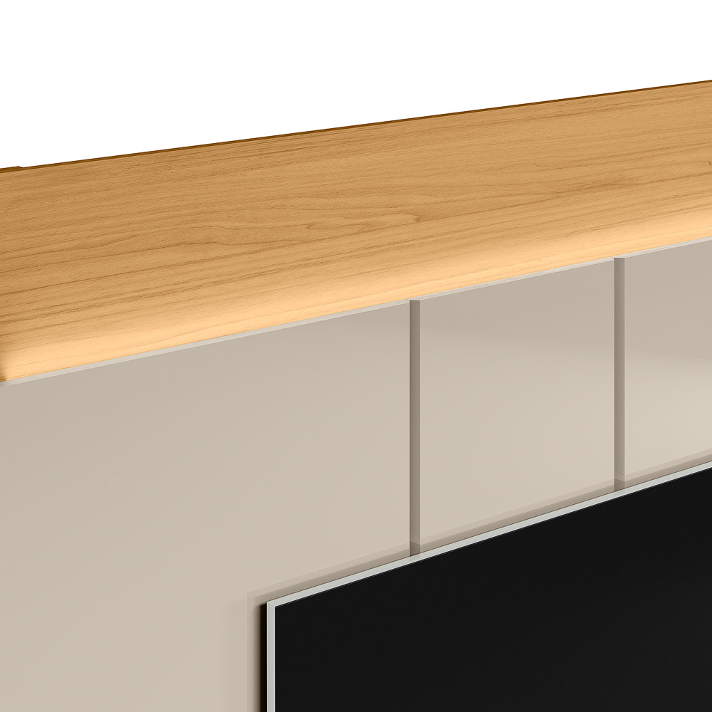 Painel Home Decorativo Zendaya MDP/MDF TV até 75 Polegadas Portas Tauari/Off White G77 - Gran Belo