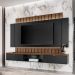 Painel Home Suspenso 2.2 para TV até 70 Illusion MDP/MDF com Fita LED Shawn Preto/Castanho G26 - Gran Belo