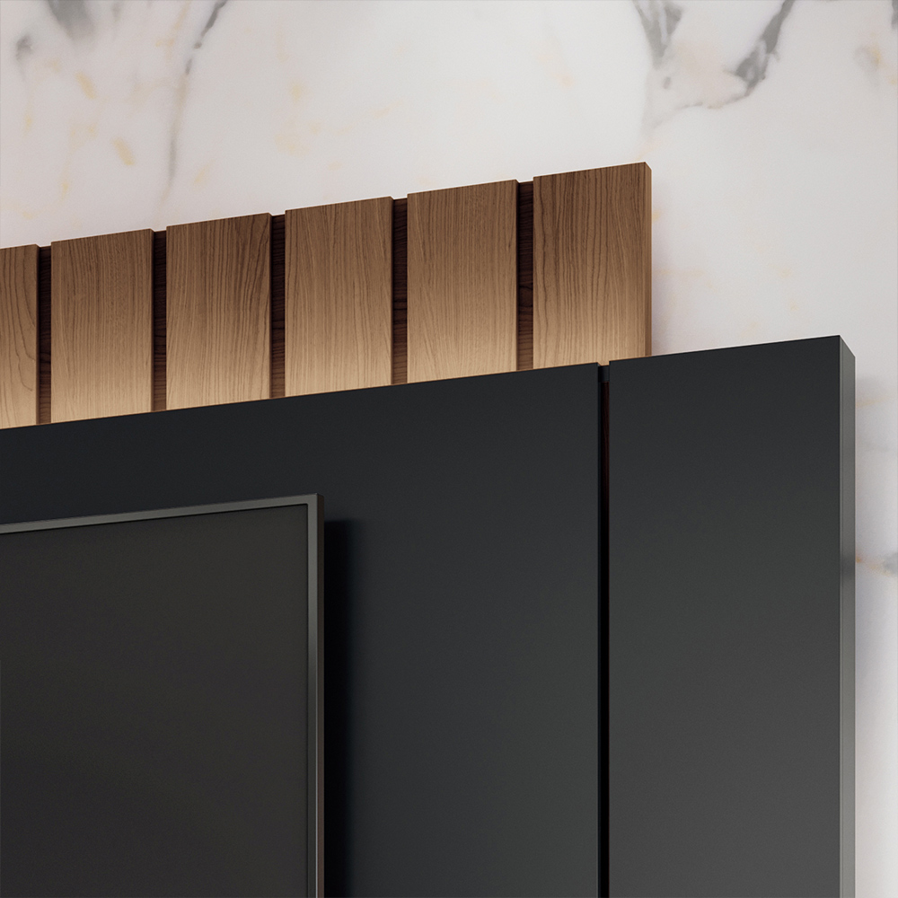 Painel Home Suspenso 2.2 para TV até 70 Illusion MDP/MDF com Fita LED Shawn Preto/Castanho G26 - Gran Belo