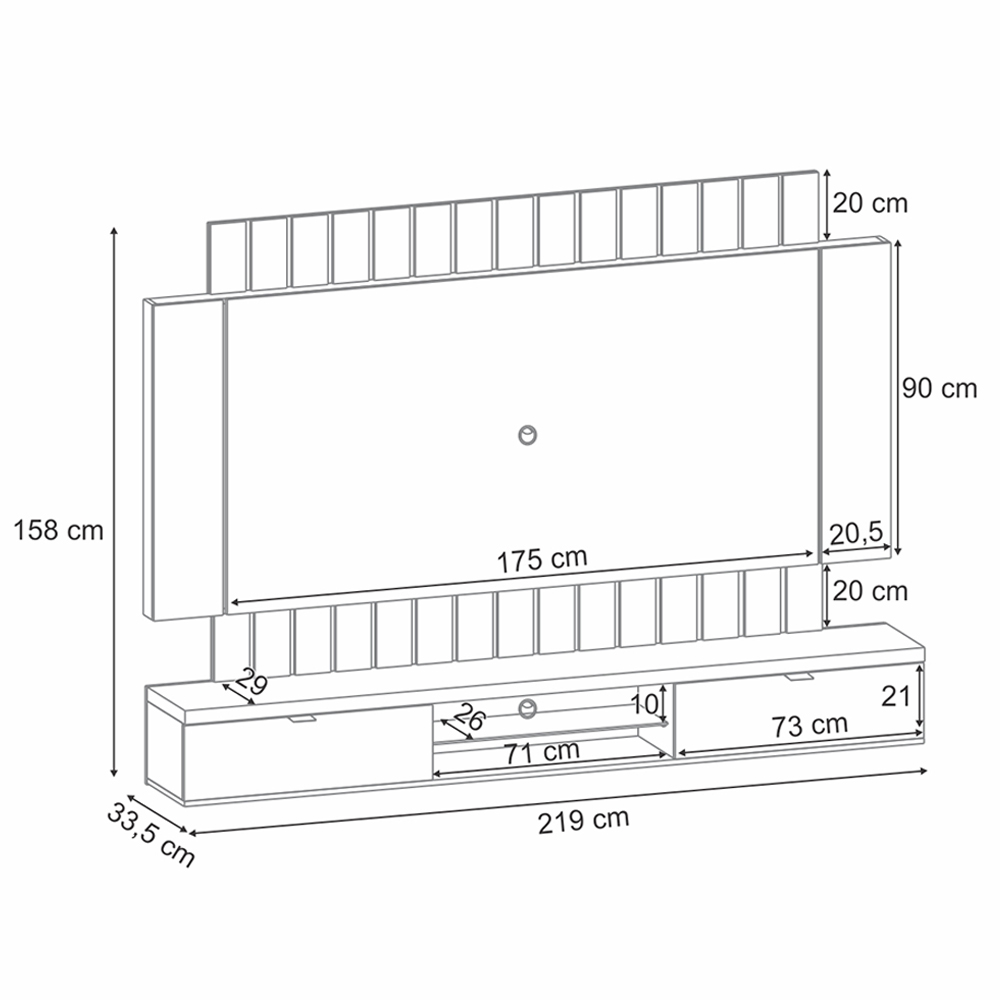 Painel Home Suspenso 2.2 para TV até 70" Sala de Estar Shawn Off White/Cinamomo G26 - Gran Belo