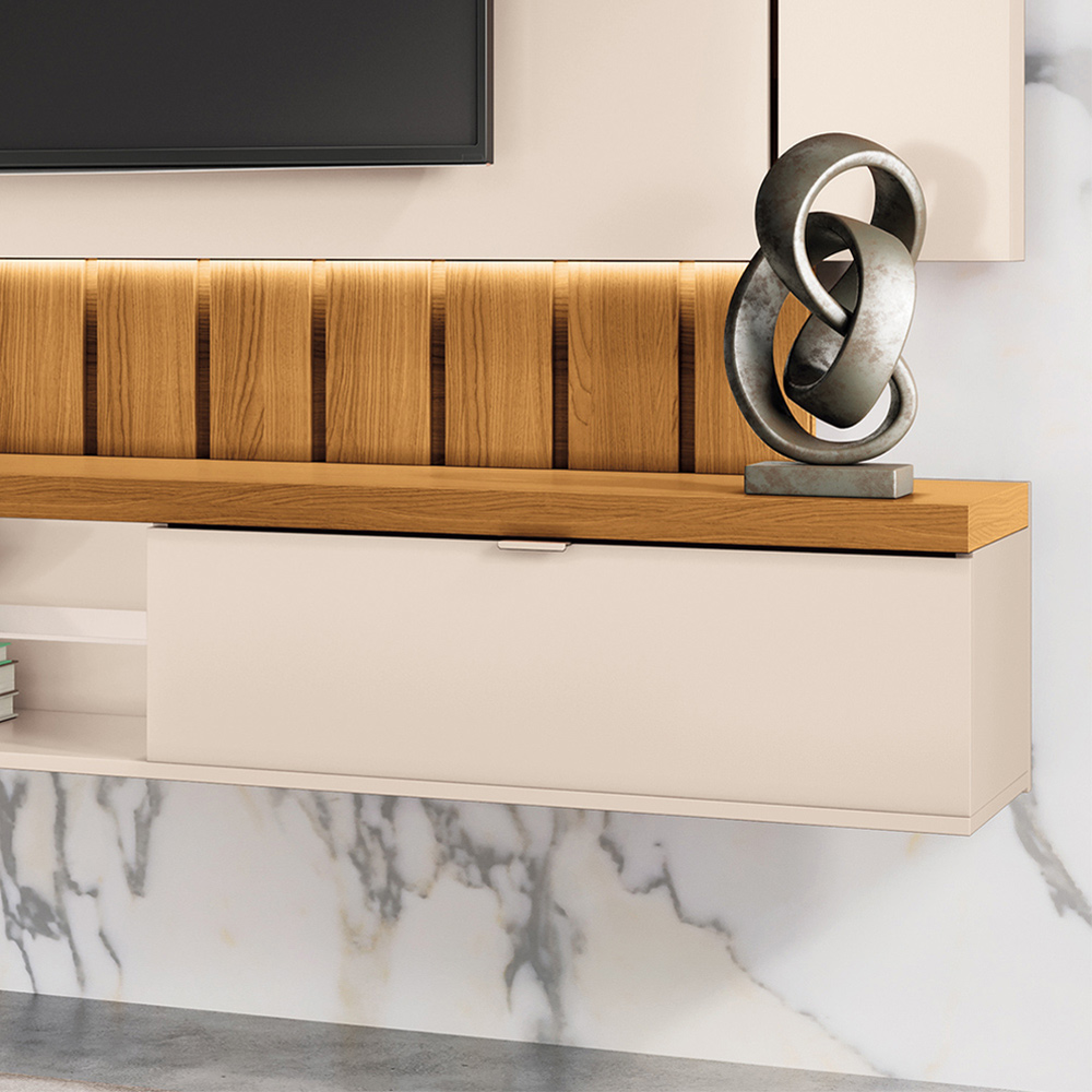 Painel Home Suspenso 2.2 para TV até 70" Sala de Estar Shawn Off White/Cinamomo G26 - Gran Belo