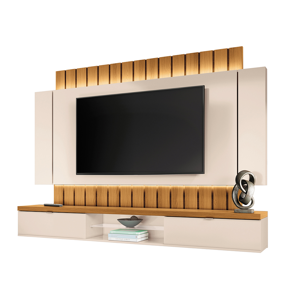 Painel Home Suspenso 2.2 para TV até 70" Sala de Estar Shawn Off White/Cinamomo G26 - Gran Belo