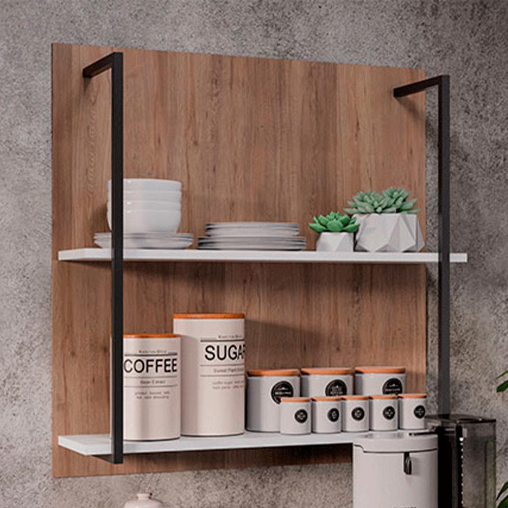 Painel Organizador com Solesi 2 Prateleiras Branco/Freijó G96 - Gran Belo