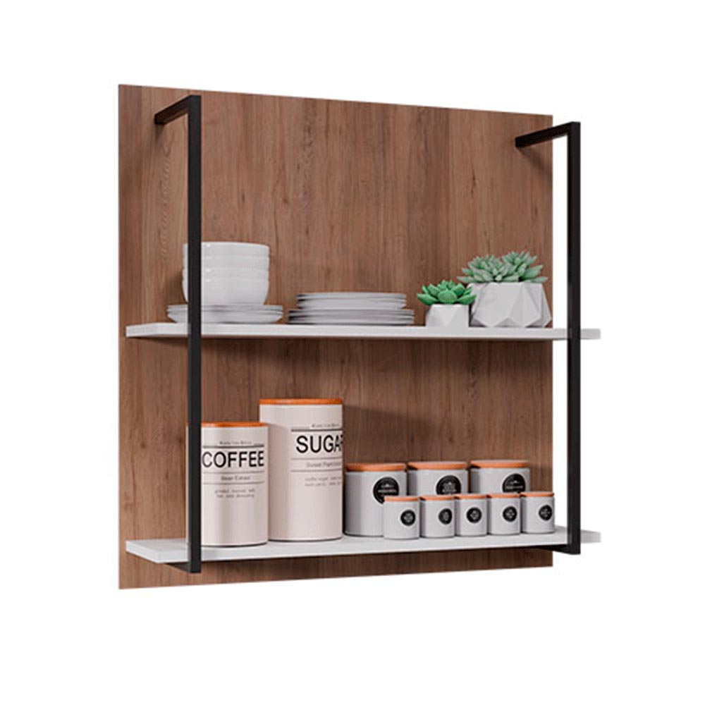 Painel Organizador com Solesi 2 Prateleiras Branco/Freijó G96 - Gran Belo