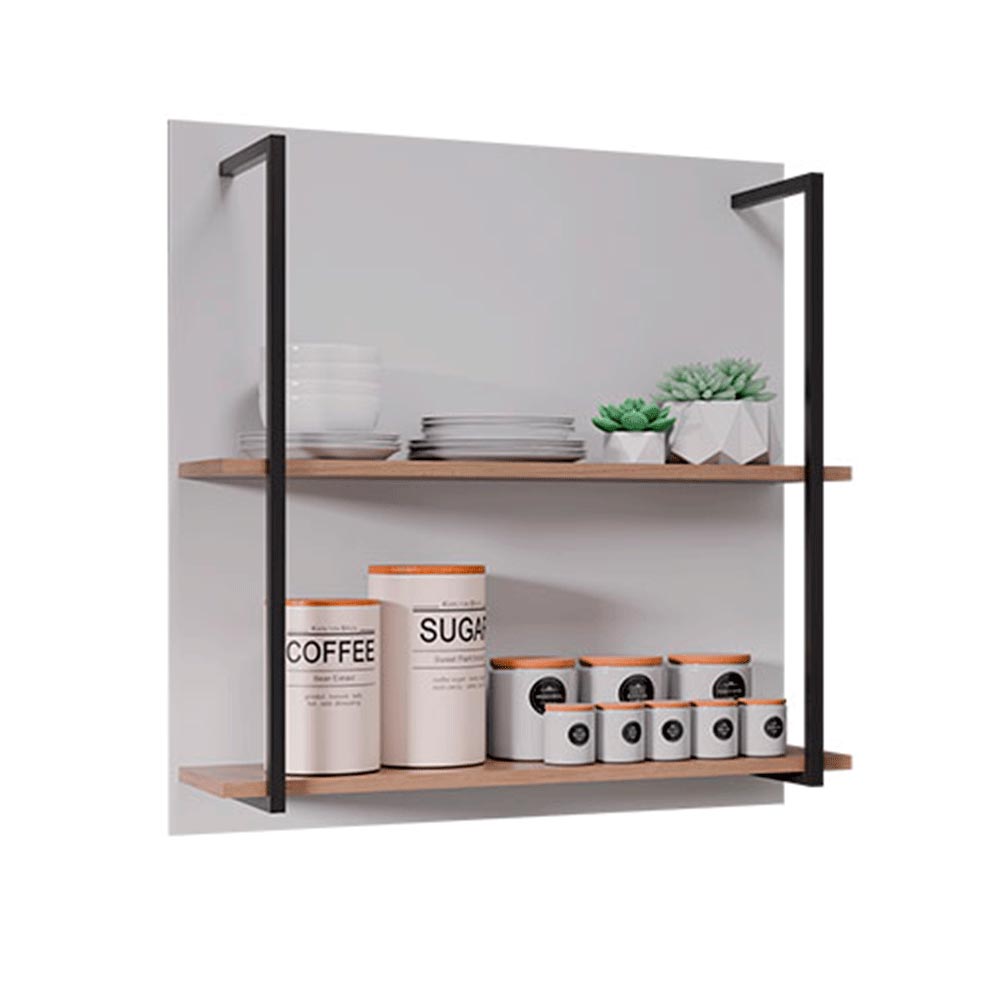 Painel Organizador com Solesi 2 Prateleiras Freijó/Branco G96 - Gran Belo