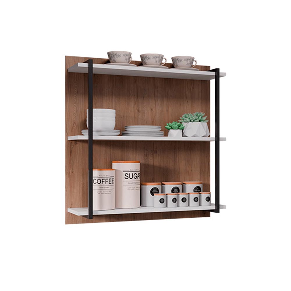 Painel Organizador com Solesi 3 Prateleiras Branco/Freijó G96 - Gran Belo