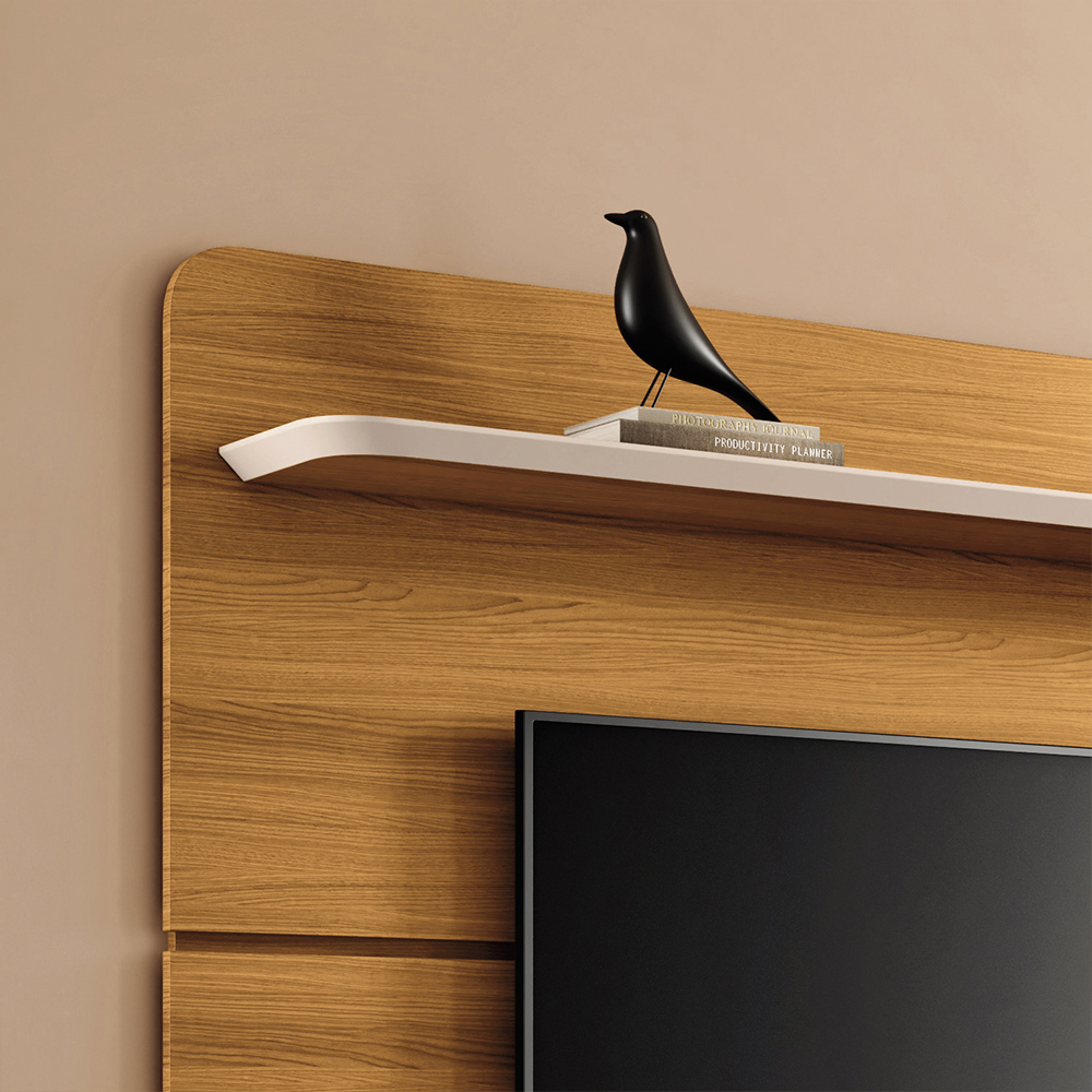Painel Suspenso Decorativo 1.8 TV até 70 Polegadas Kirby Cinamomo/Off White G26 - Gran Belo