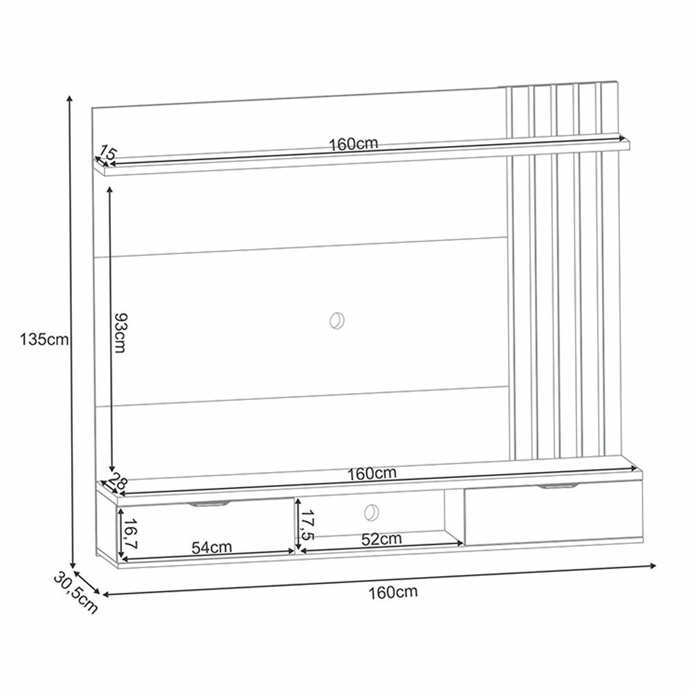 Painel Suspenso Decorativo Ripado MDP/MDF Portas Basculantes Dublin Off White/Cinamomo G26 - Gran Belo